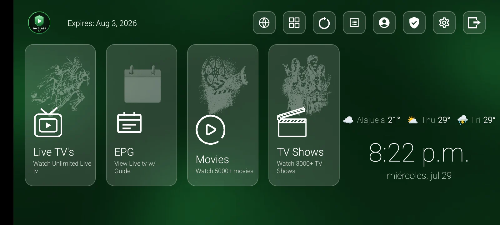 IBO Glass 43 Green interface preview