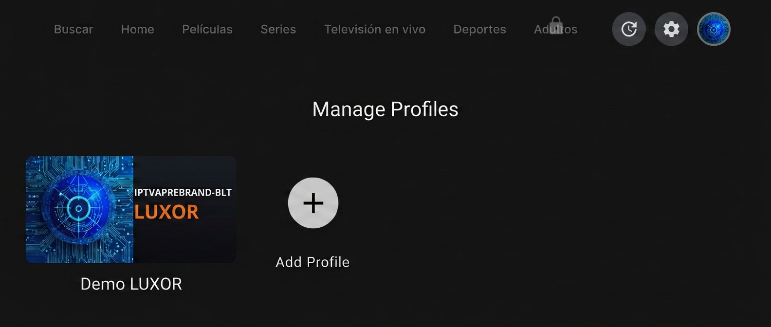 LUXOR IPTV PLAYER BLT user profiles