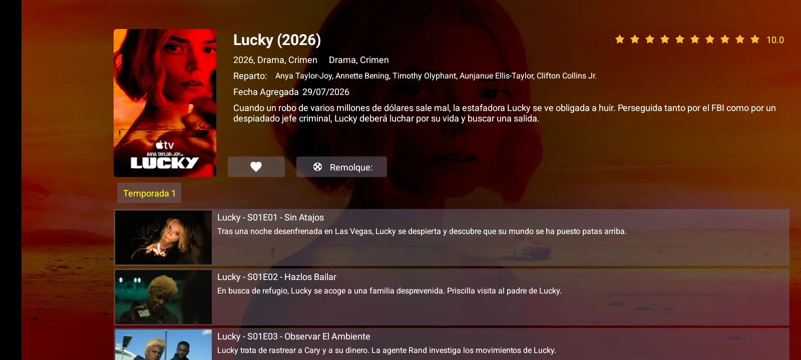 LPRO PLAYER PRO series details screen