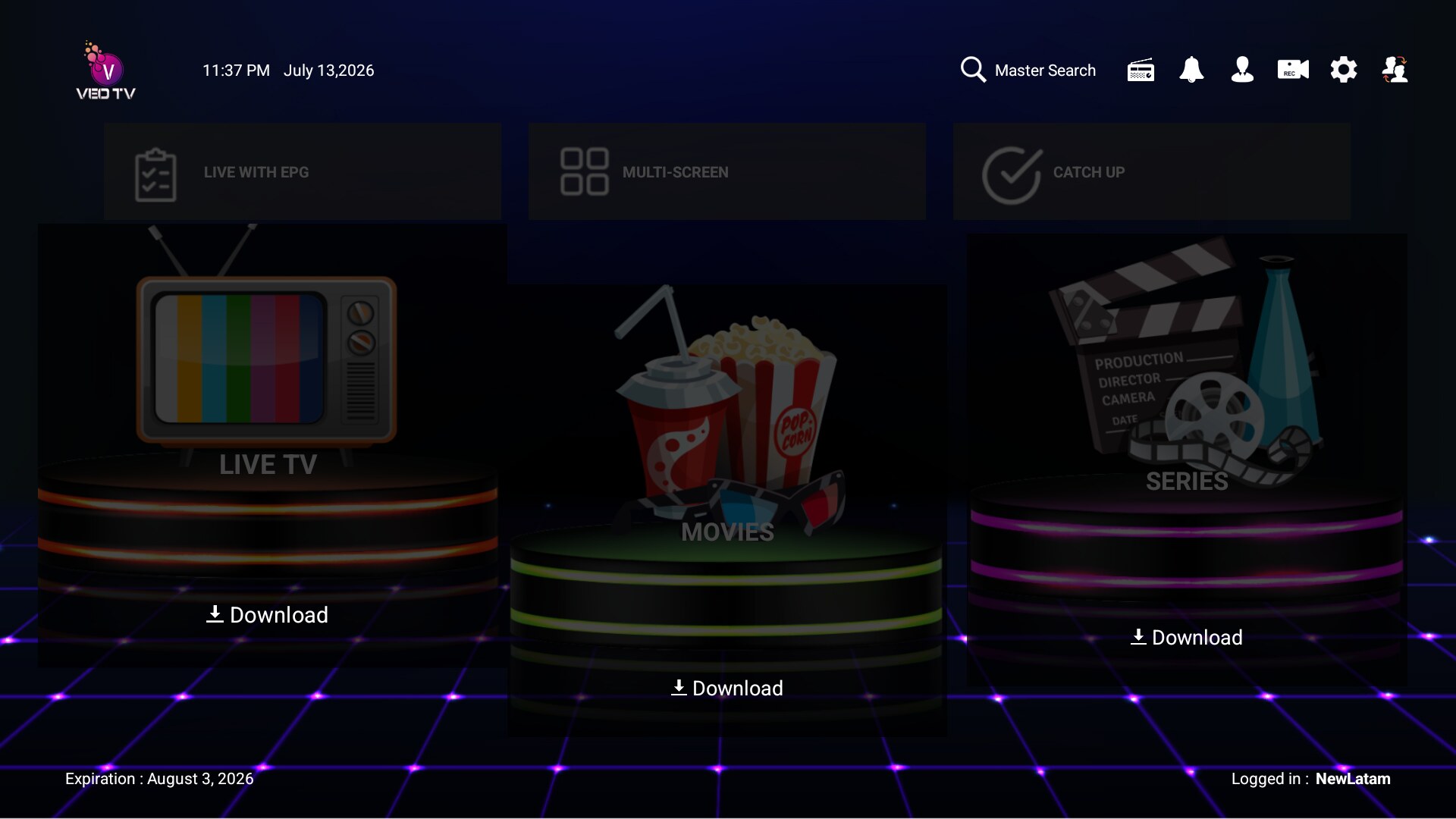 VEO TV interface preview
