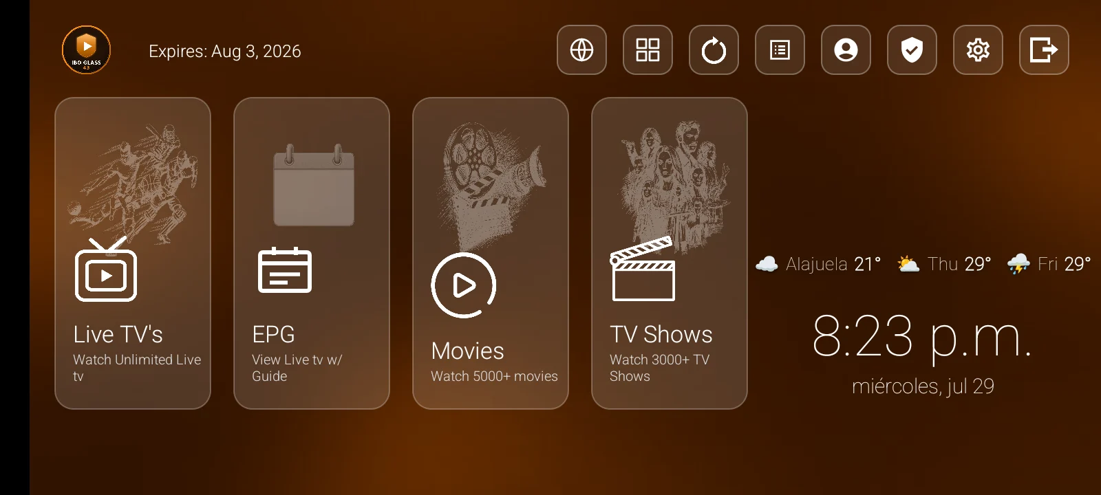 IBO Glass 43 Orange interface preview