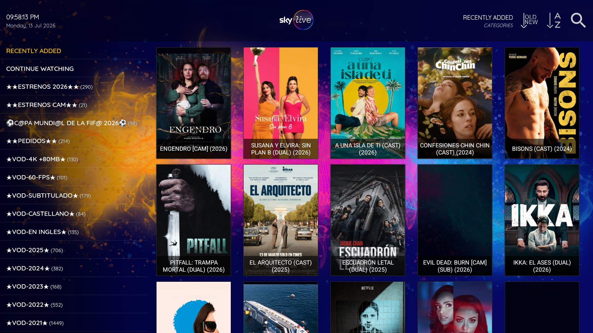 XC TMDB Sky Live screen 3