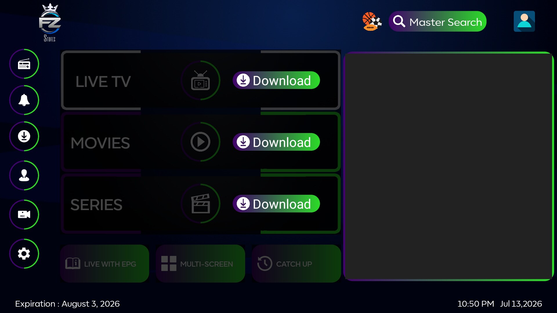 32 SKY LIVE V4 interface preview