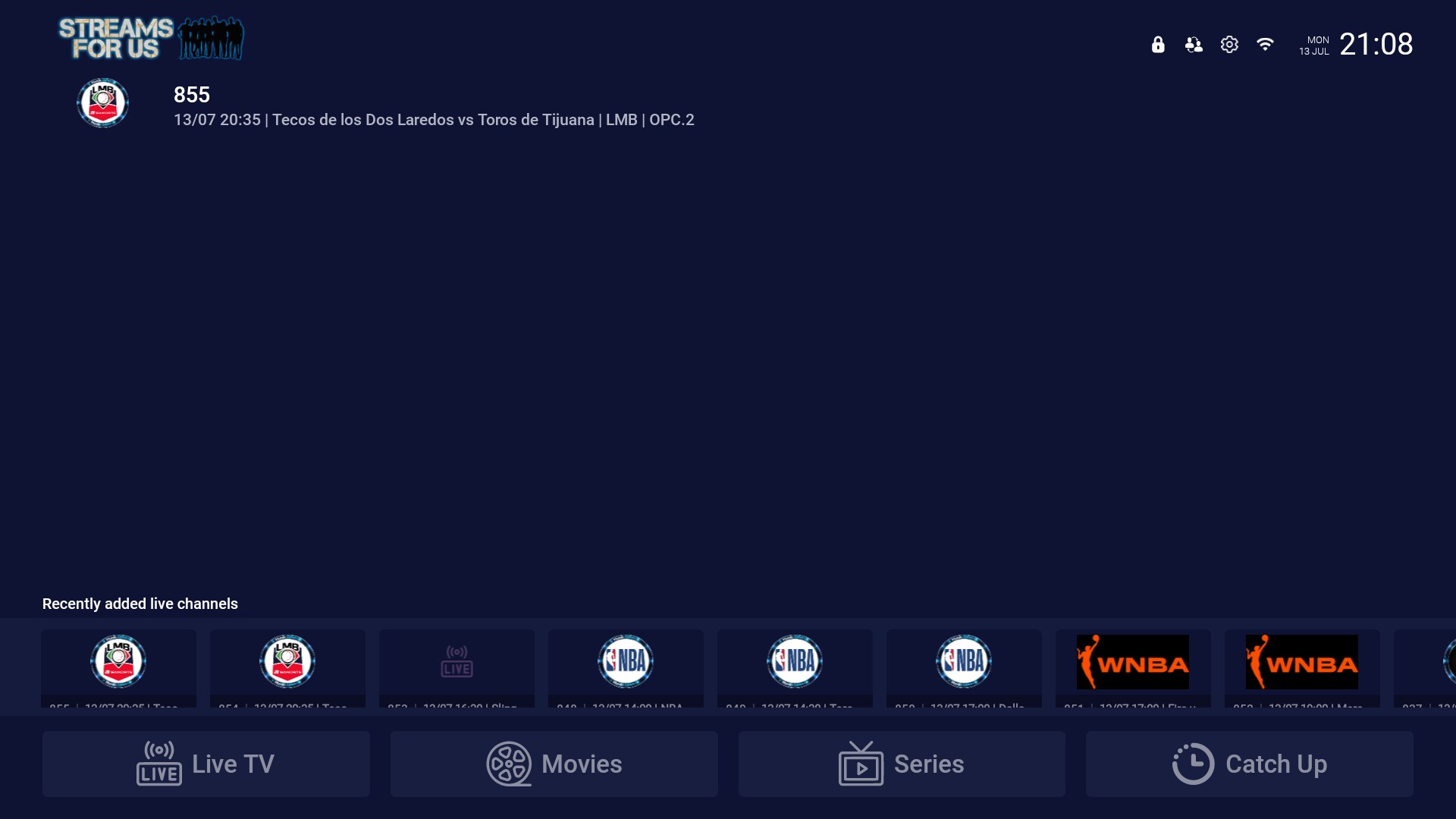 Easy Stream TV screen 1