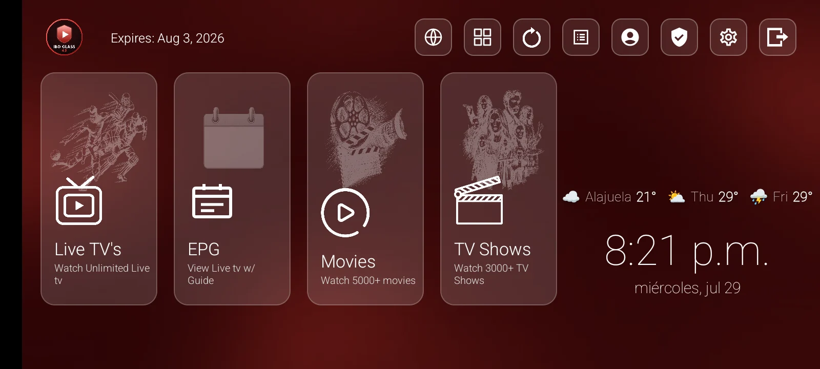 IBO Glass 43 Red interface preview