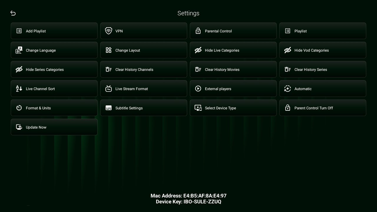 IBO Ultra Glass Green 05 settings