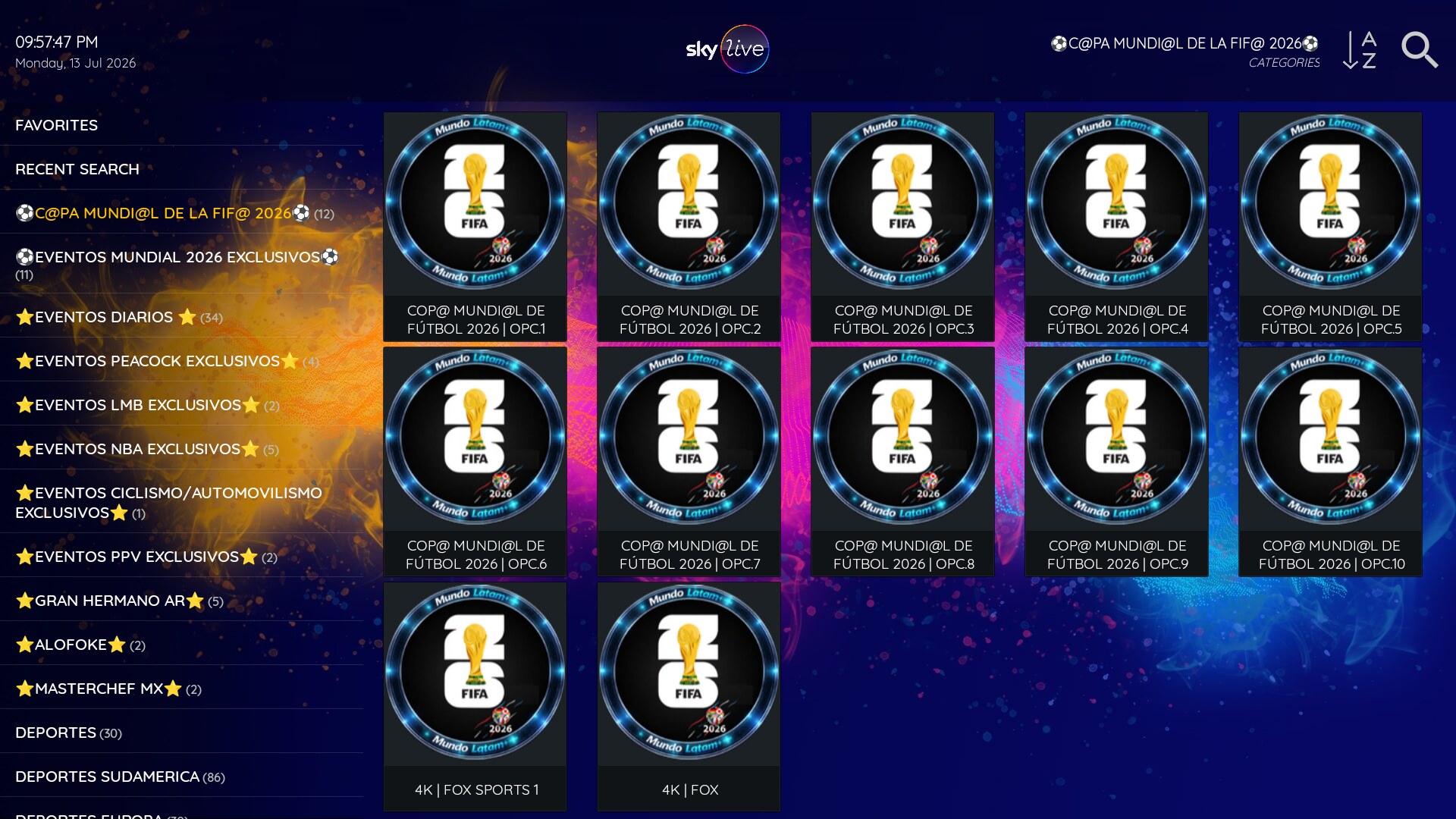 XC TMDB Sky Live screen 2