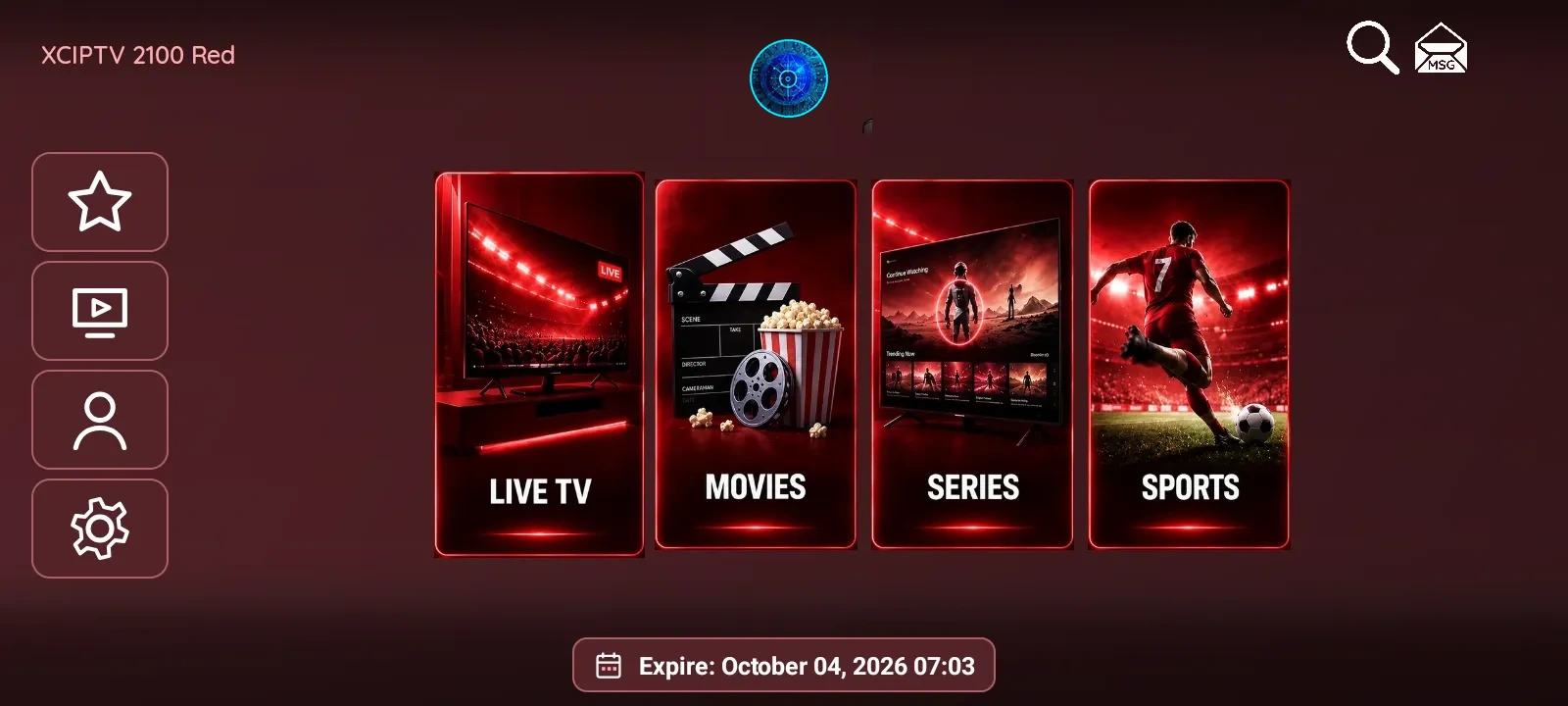 XCIPTV 2100 Red interface preview